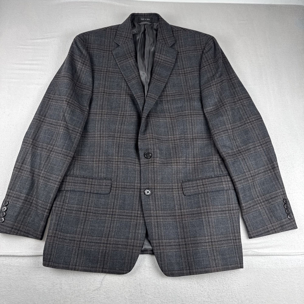 Lauren Ralph Lauren Gray Brown Windowpane Sport Coat 42L Wool office business